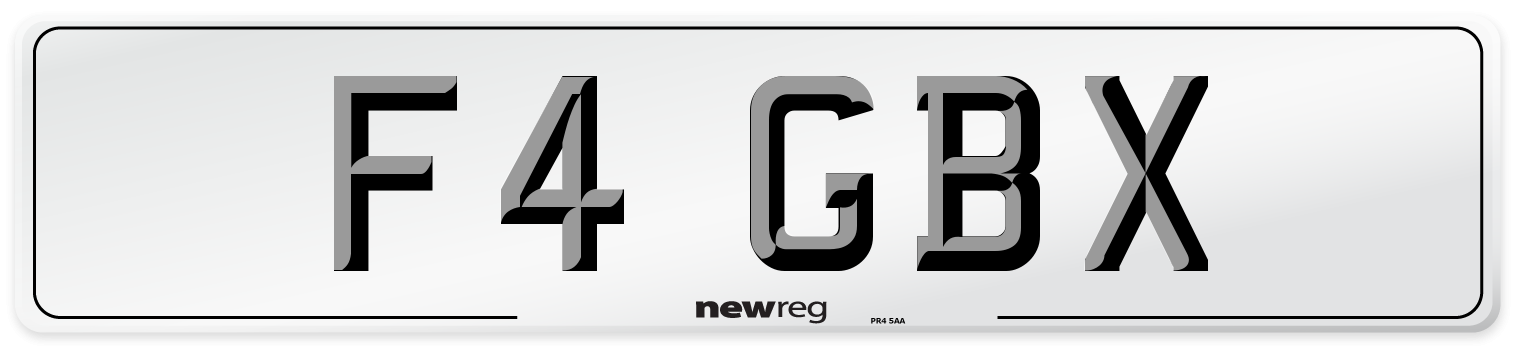 F4 GBX Number Plate from New Reg